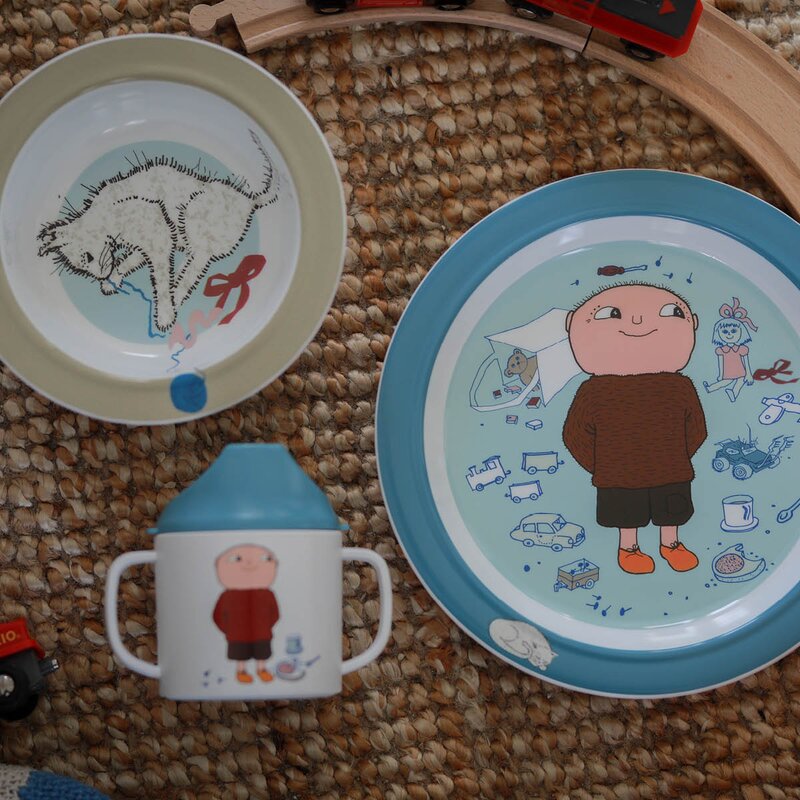 Rätt Start Albert Åberg barneservis 3 deler blå