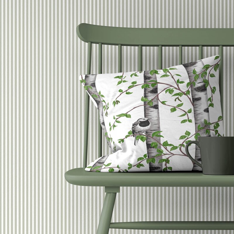Arvidssons Textil Björkdungen putetrekk 47x47 cm offwhite/grønn