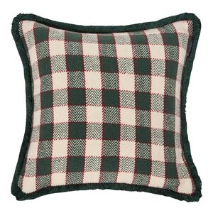 Lexington Rutete putetrekk med frynser 50x50 cm grønn/lysbeige/rø