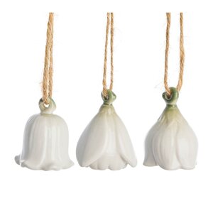 Lene Bjerre Dehlia hengende blomsterdekorasjon 3 stk 4,5 cm hvit