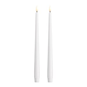 Moods & More Kronelys LED 2,3x30 cm 2 stk silk hvit