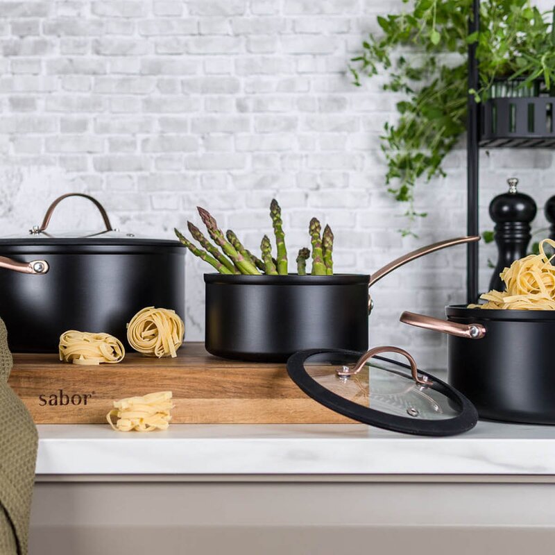 Modern House Black Copper grytesett 3 deler 1,5/3/4,9L keramisk svart/kobber