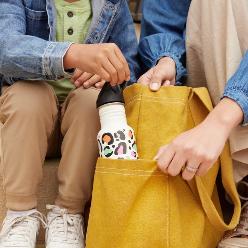 Klean Kanteen Kid Classic Narrow flaske 0,35L med sportslokk Leopard Print