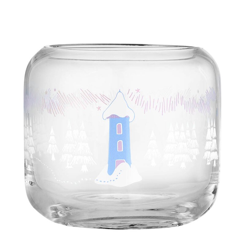 Muurla Mummi telysholder 9x8 cm En frostklar dag hvit/klar