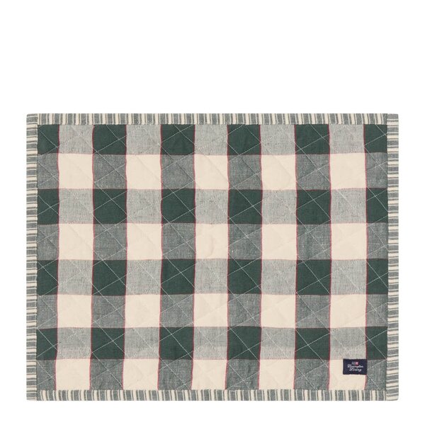 Lexington Tosidig quiltet bordbrikke i lin/bomull 35x45 cm grønn/lysbeige/rø