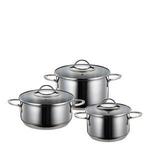 Modern House Kitchen Essentials grytesett 3 deler 1,8/2,8/3,5L med lokk blank