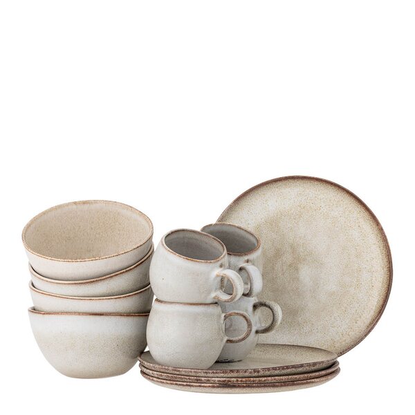 Bloomingville Sandrine frokostservise sett 12 deler natur