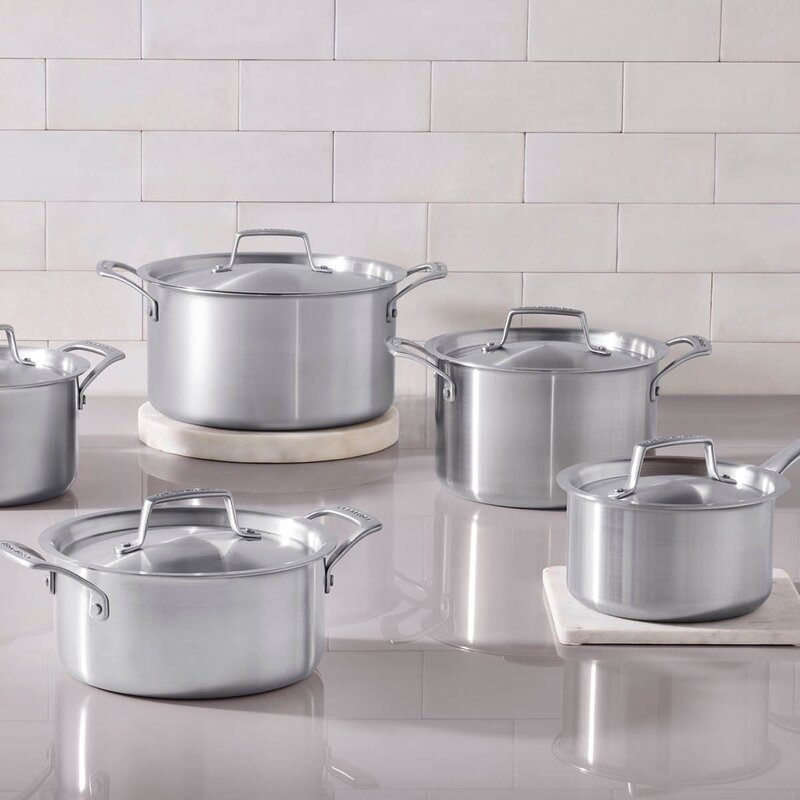 Le Creuset Essential 3-ply Stainless Steel grytesett 5 deler