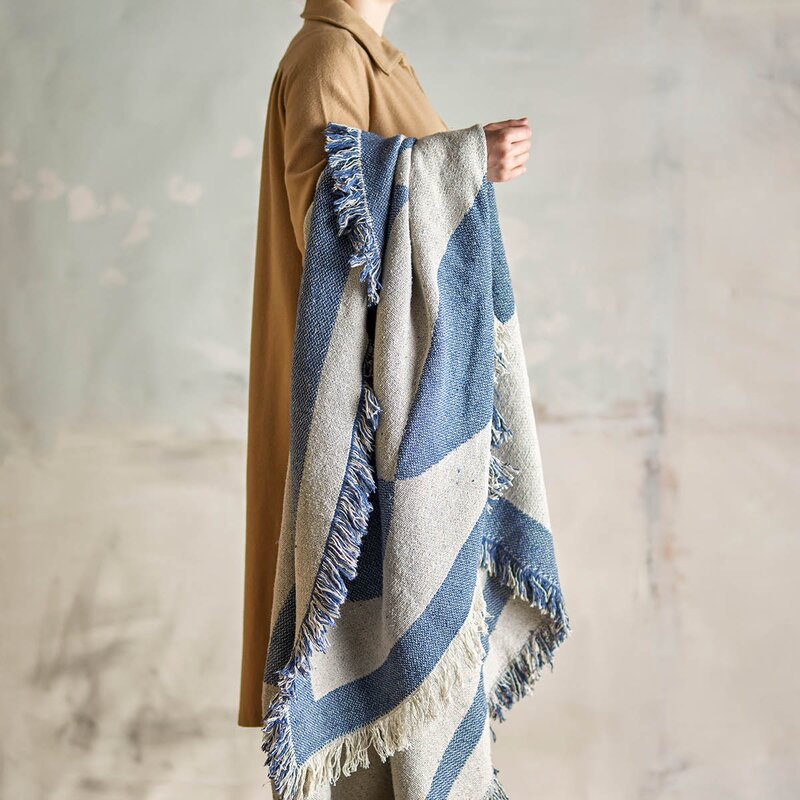 Bloomingville Pledd Agno 160x130 cm blå