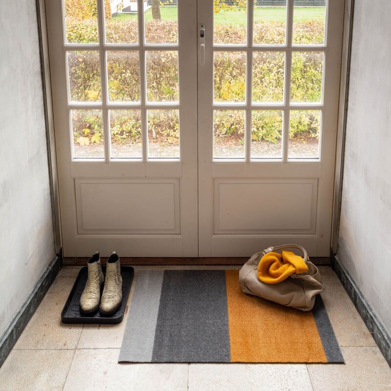 Tica Copenhagen Stripes horisontal gulvmatte 90x60 cm dijon/grey