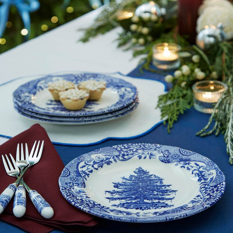 Spode Blue Italian Christmas Tree tallerken 20 cm blå/hvit