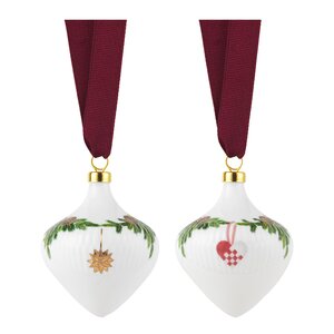 Royal Copenhagen Stjerne Riflet Jul ornament 8,6 cm 2 stk