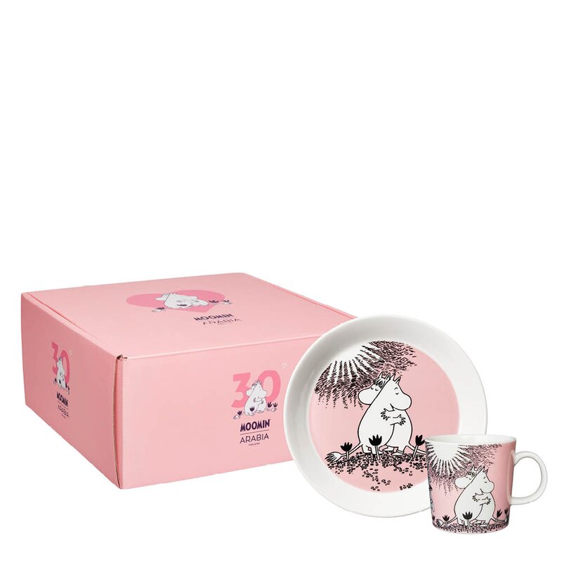 MoominArabia Mummi servisesett kopp og asjett Kjærlighet rosa
