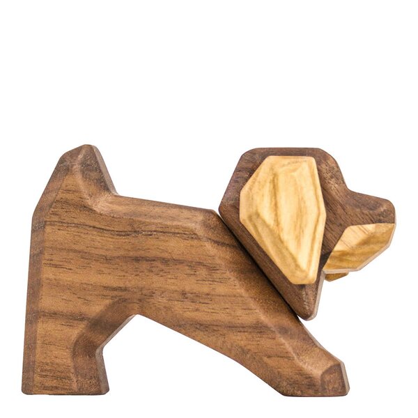 FableWood Liten dachshund trefigur 6 cm valnøtt/ask