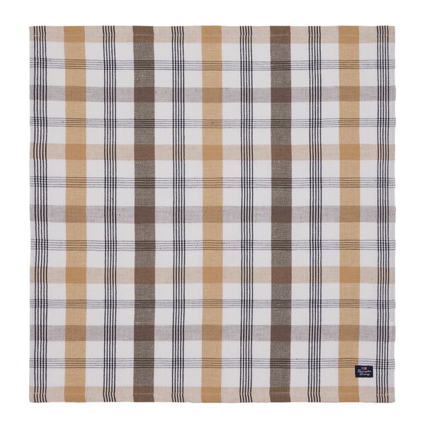 Lexington Rutete lin/bomulls serviett 50x50 cm oliven/hvit/beige