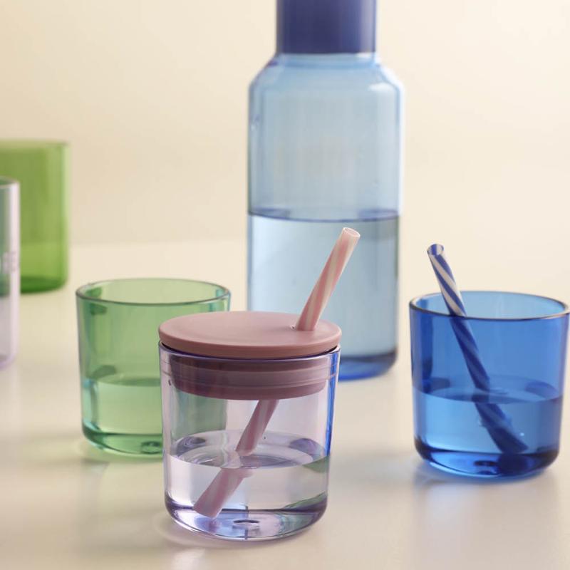 Design Letters Kids lokk til kopp/glass med sugerør lilla