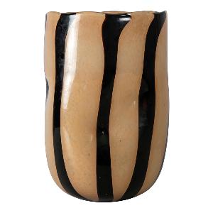 ByOn Curt vase 20x20x30 cm beige/svart striper