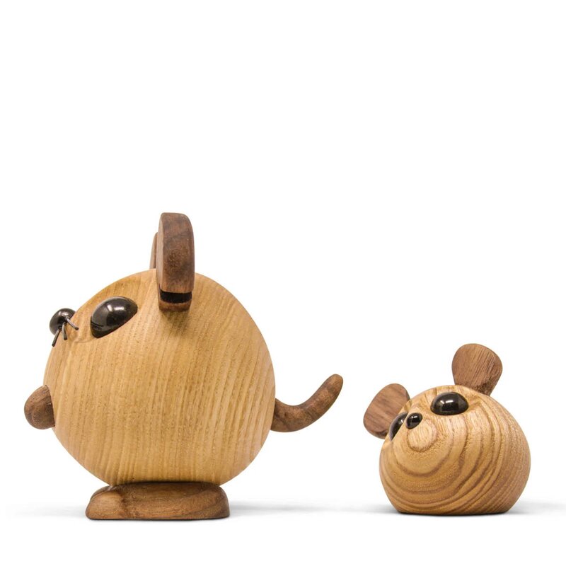 FableWood Ingolf mus trefigur 9 cm ask/valnøtt