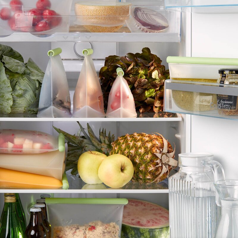 Lékué Gjenbrukbart silikonposesett 3 deler 0,5/1/1,5 L grønn