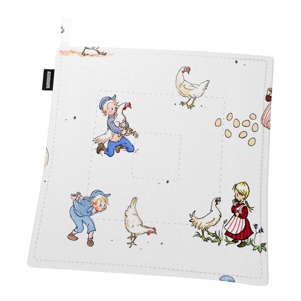 Arvidssons Textil Emil & Ida i hönsgården gryteklut 22x22 cm offwhite
