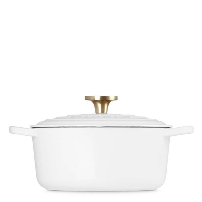Le Creuset Signature støpejernsgryte rund 4,2L 24 cm white/gull/crucible knob