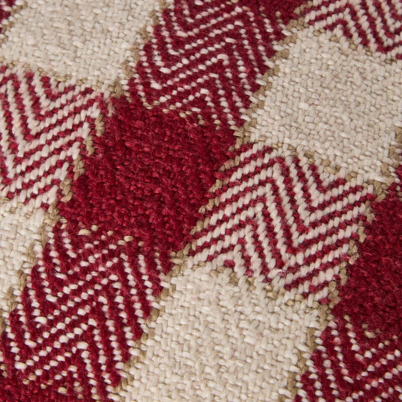 Lexington Rutete putetrekk med frynser 50x50 cm rø/lysbeige/beige