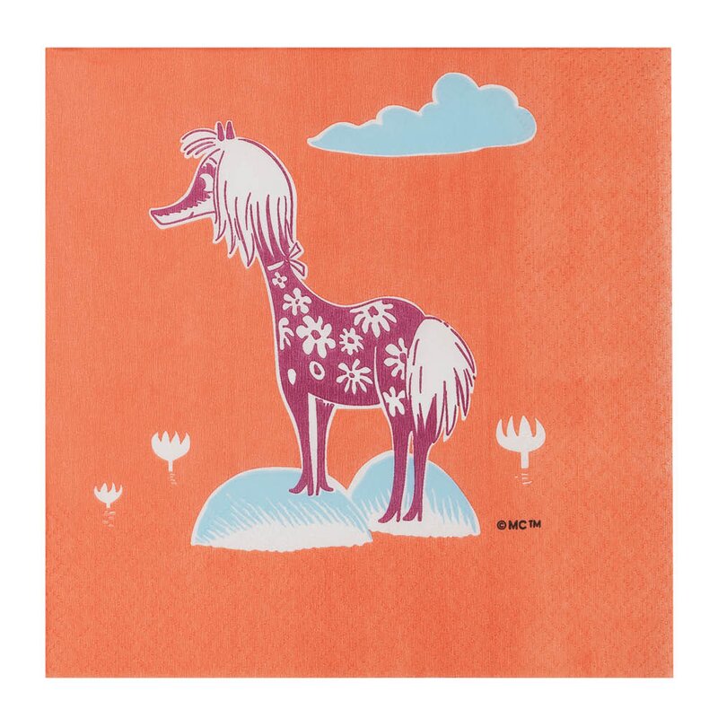 MoominArabia Mummi serviett 33x33 cm 20 stk Under paraplyen korallrød