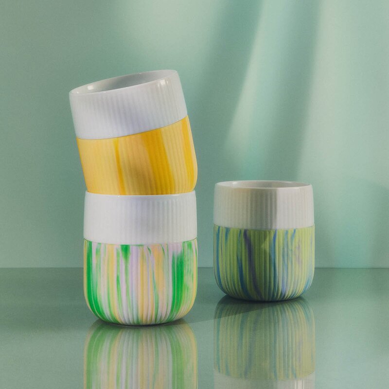 Royal Copenhagen Riflet Contrast krus 35 cl nordlys blå