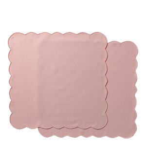 Ziczac Scallopped tekstilserviett 2 stk 40x40 cm pudderrosa