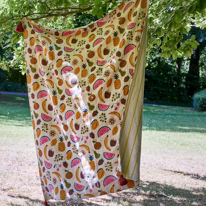 Bloomingville MINI Fruitta pledd 160x130 cm frukt