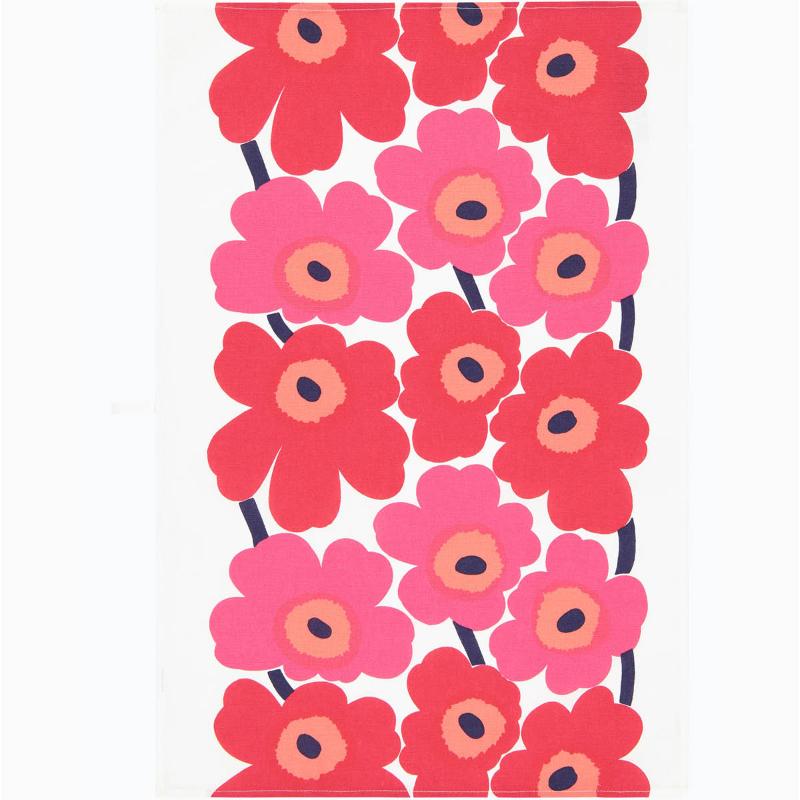 Marimekko Unikko kjøkkenhåndkle 2 stk rød/hvit/rosa