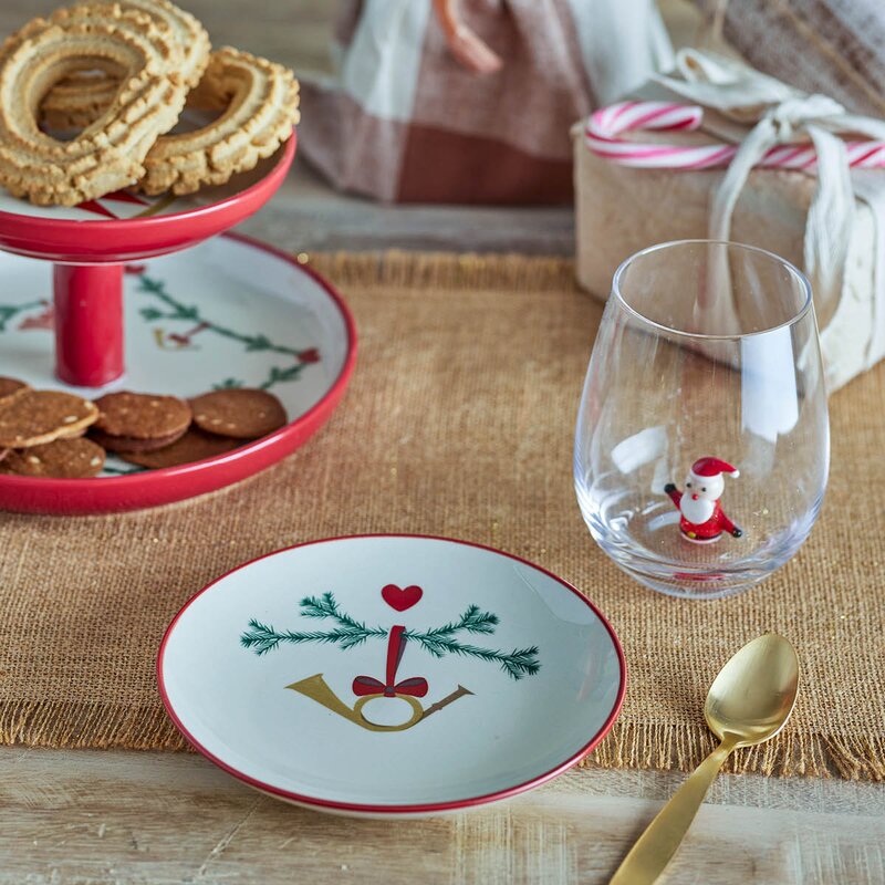 Bloomingville Yule tallerken 16 cm 2 stk julemotiv