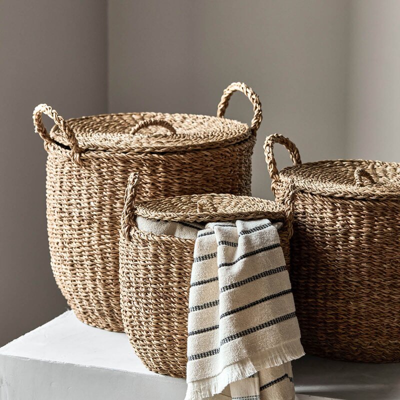 Meraki Oppbevaringskurv med lokk 3 stk sjøgress