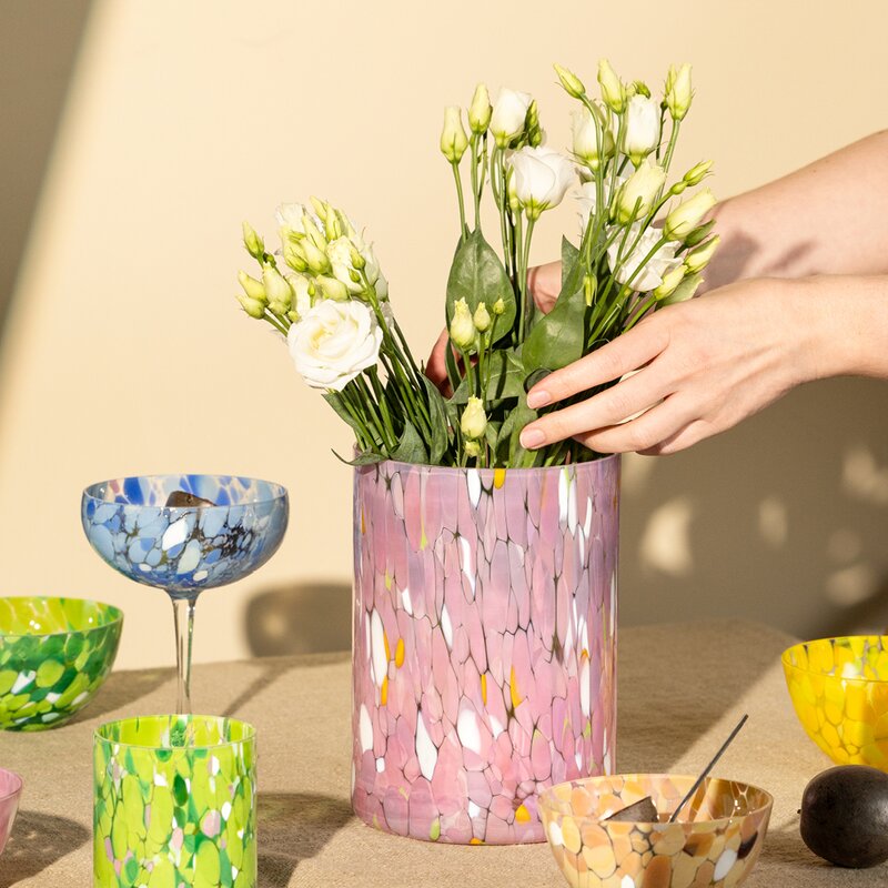 Magnor Swirl lykt/vase 19 cm rosa