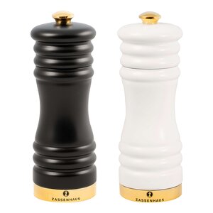 Zassenhaus München kvernsett salt/pepper 15 cm svart/hvit/gull