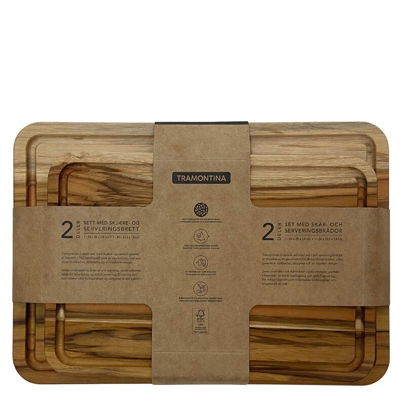 Tramontina Wooden Board skjærefjøl 2 deler teak
