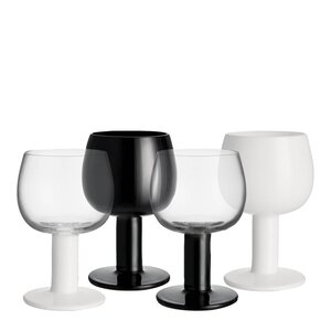 Kosta Boda Farsglass glass 40 cl 4 stk hvit/svart