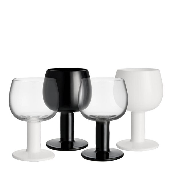 Kosta Boda Farsglass glass 40 cl 4 stk hvit/svart