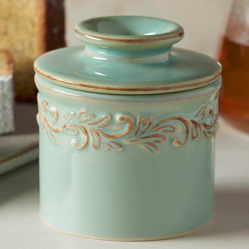 Butter Bell Crock Antique smørklokke havgrønn