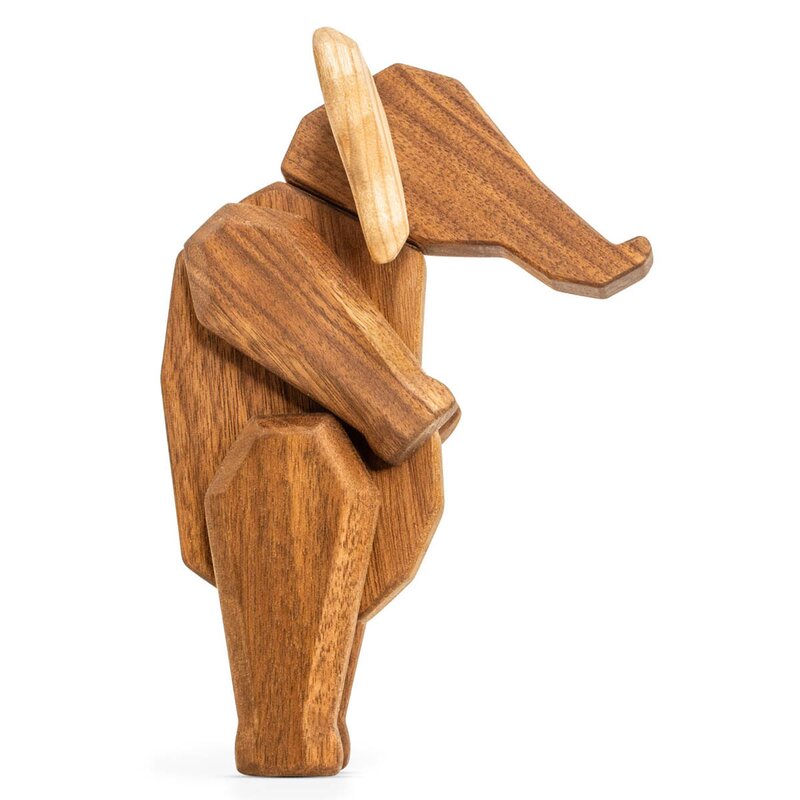 FableWood Mor elefant trefigur 12 cm valnøtt/ask