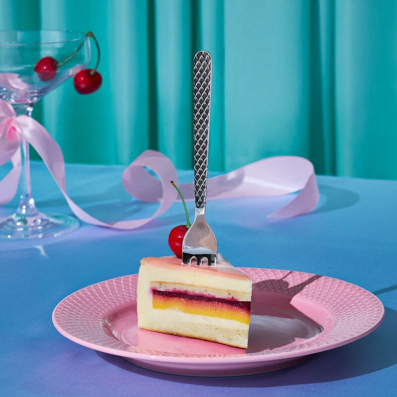 Lyngby Porcelæn Rhombe kakegaffel 4 stk stål