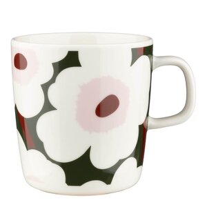 Marimekko Unikko krus 40 cl hvit/mørk grønn/rosa