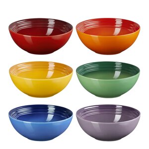 Le Creuset Rainbow dyp tallerken 16 cm 6 stk 
