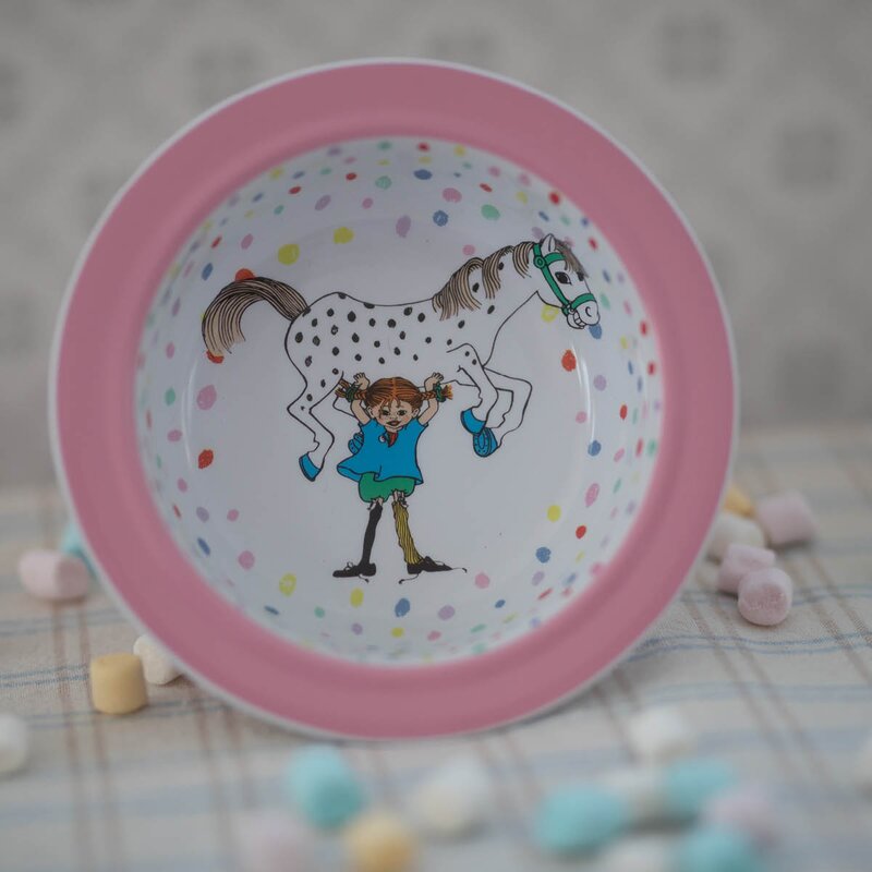 Rätt Start Pippi Langstrømpe tallerken med sugekopp Bursdag hvit