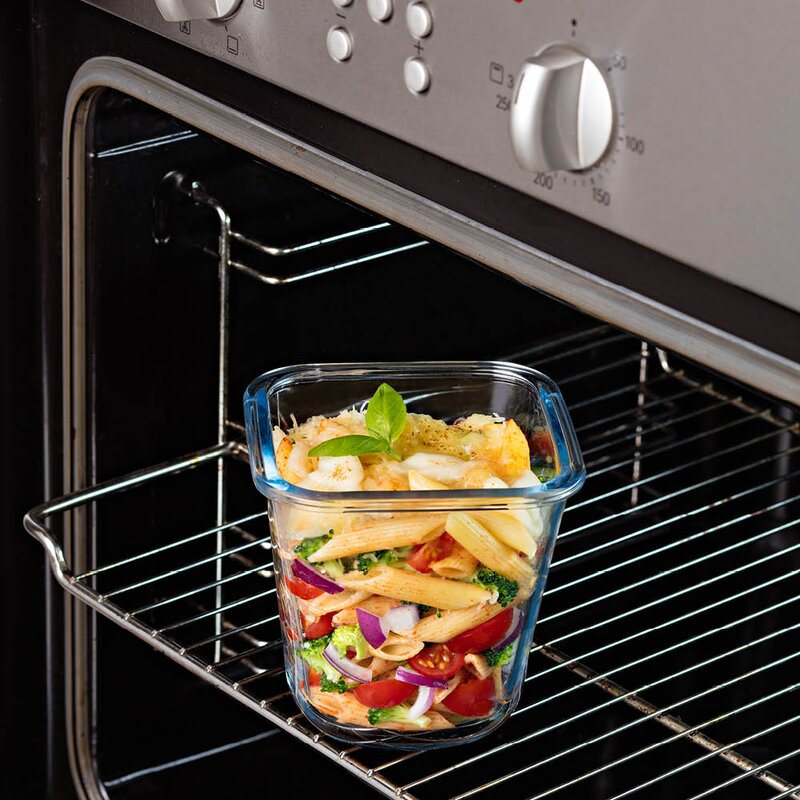 Pyrex Cook & Go matboks 12x12 cm 0,8L klar/blå