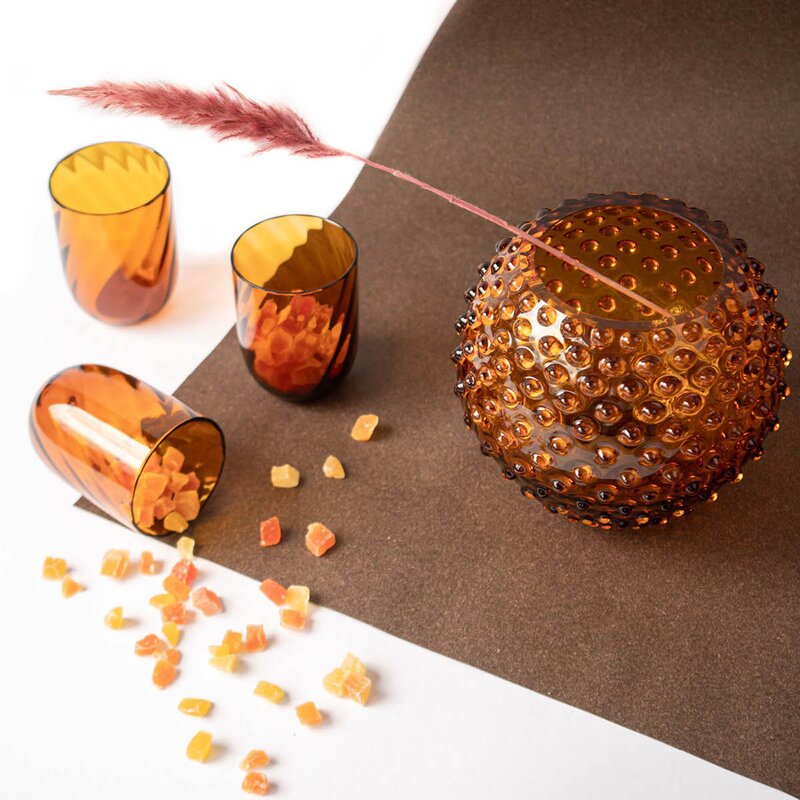 Klimchi Hobnail vase 18 cm amber