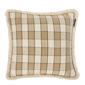 Lexington Rutete putetrekk med frynser 50x50 cm beige/lysbeige/grønn