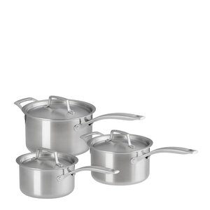 Le Creuset Essential 3-ply kasserollesett 3 deler stål/uten belegg