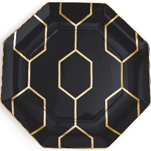 Wedgwood Gio Gold tallerken åttekantet 23 cm charcoal