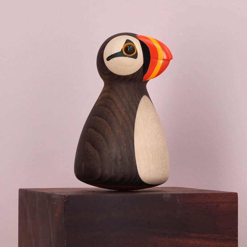 Spring Copenhagen Puffy Puffin trefigur 9 cm ask